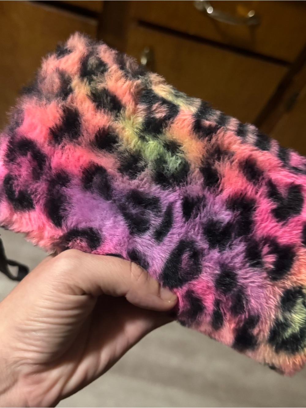 Faux Fur Multicolor Leopard Clutch - Women Accessories